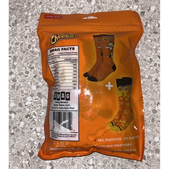 Cheetos Crunchy Socks Crews Mens 8 -13 Swag Fun Novelty Gift Holiday 2 Pair - Picture 2 of 2